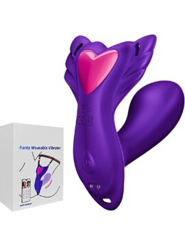 9-Speed Dark Purple App-Controlled Wearable Panty Vibrator with Vibrating Dildo