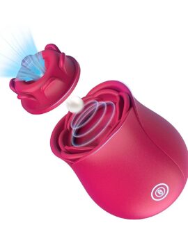 10-Speed Red Rose Clitoral Vibrator with Sucking Function