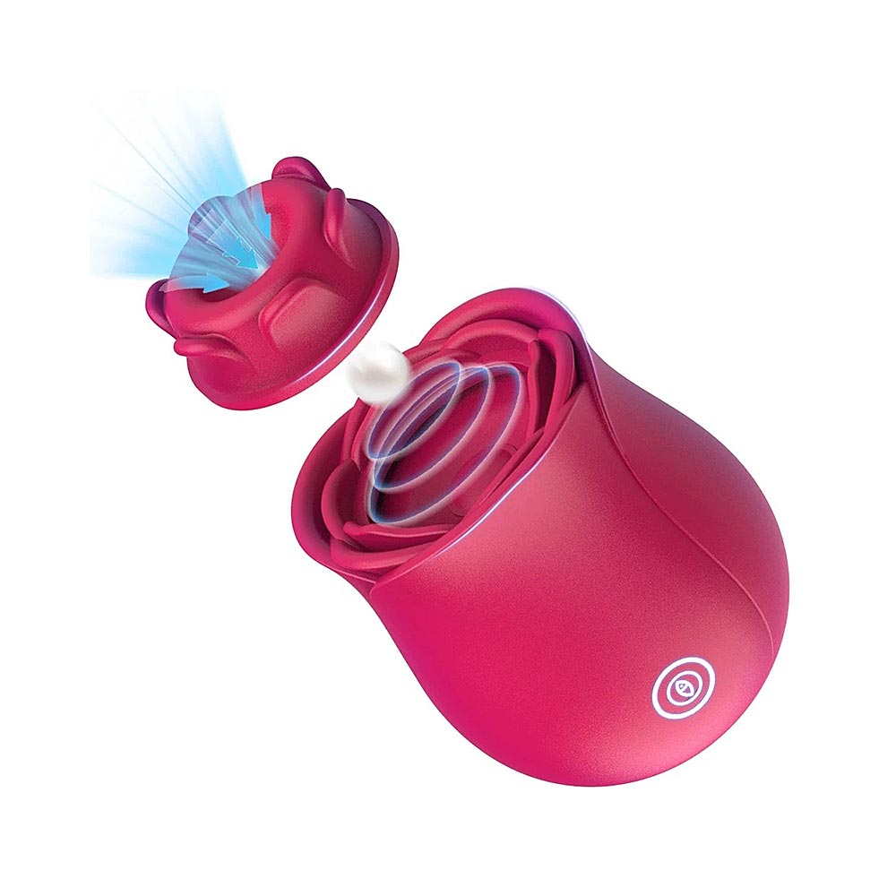 10-Speed Red Rose Clitoral Vibrator with Sucking Function
