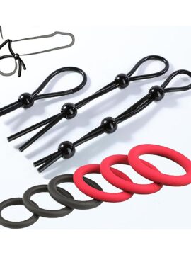 9-Pack Black & Red Silicone Cock Rings