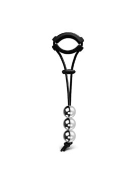 Black Silicone Cock Ring with Triple Balls