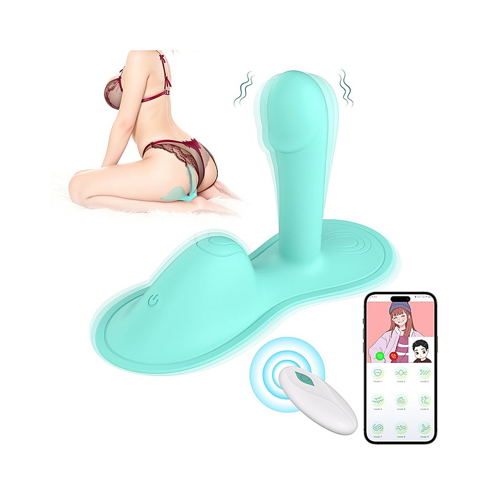 9-Speed App-Controlled Ride-On Cyan Vibrator- Dual Motor G Spot & Clitoral Stimulator