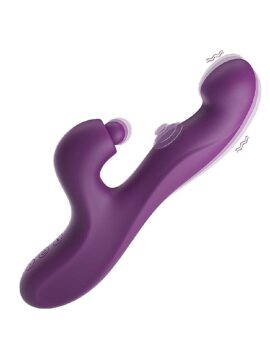 10-Speed Dark Purple Tapping & Vibrating Heated Silicone Vibrator