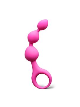 Magenta Silicone Beaded Butt Plug