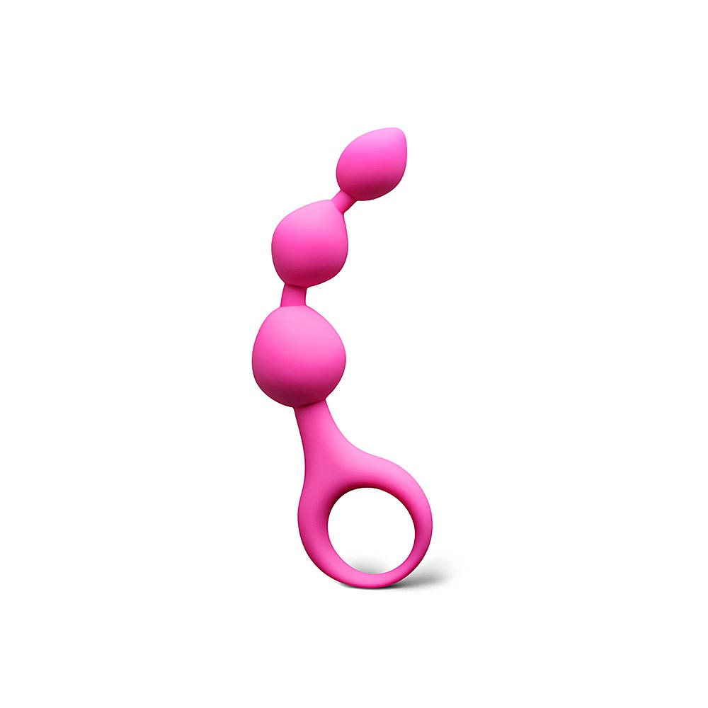 Magenta Silicone Beaded Butt Plug