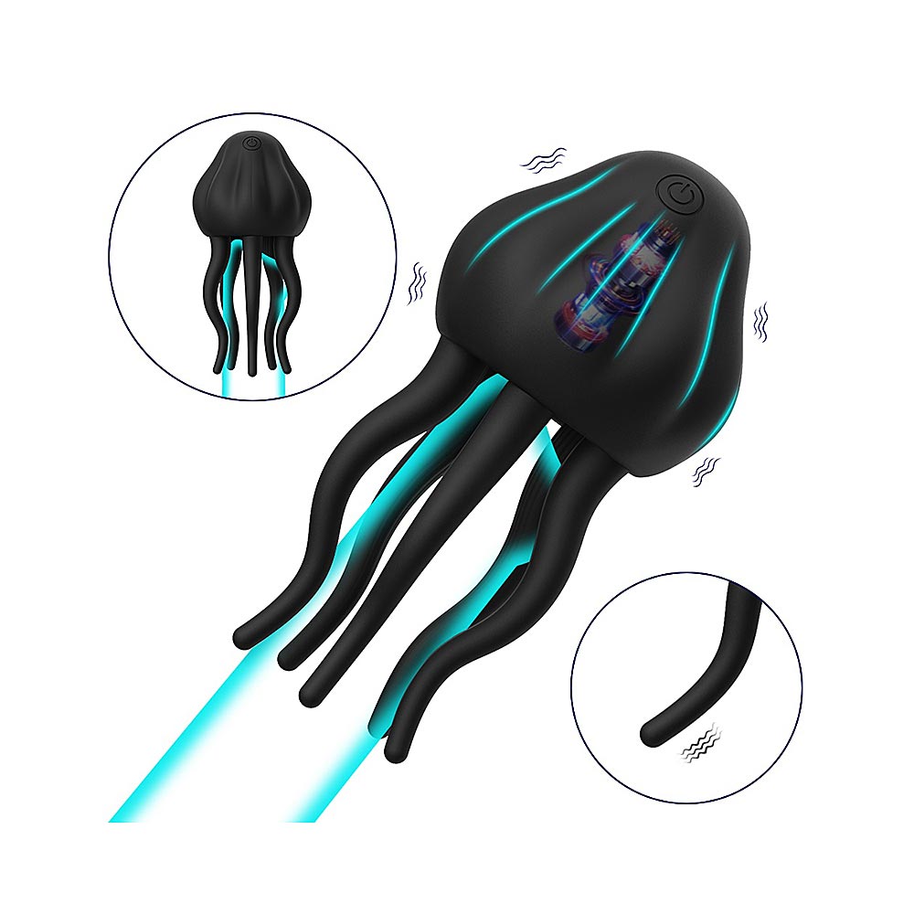 Black 10-Speed Rechargeable Vibrating Penis Massager