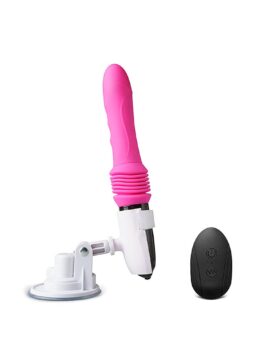 10 Speeds Remote Control Silicone Vibrator with 3 Modes Thrusting Function and Mounting Base