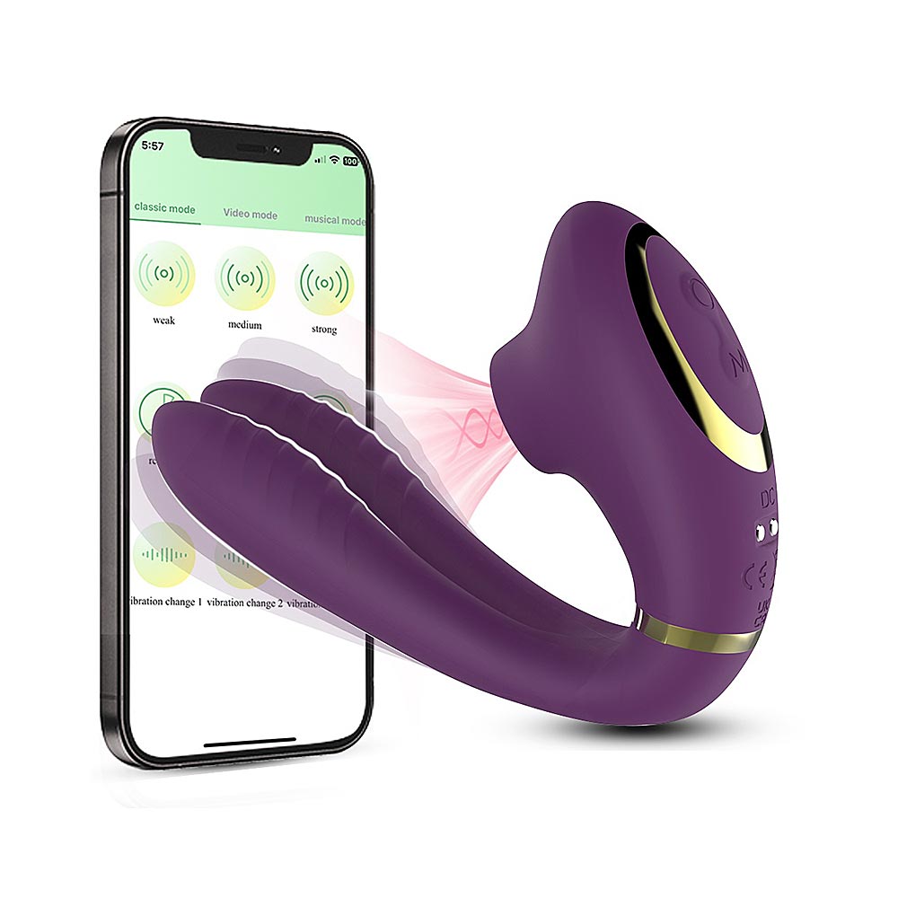 10-Speed Dark Purple Suction & Vibrating Massager- App-Controlled