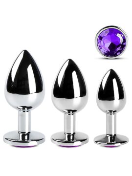 Purple Base Metal Butt Plug Set