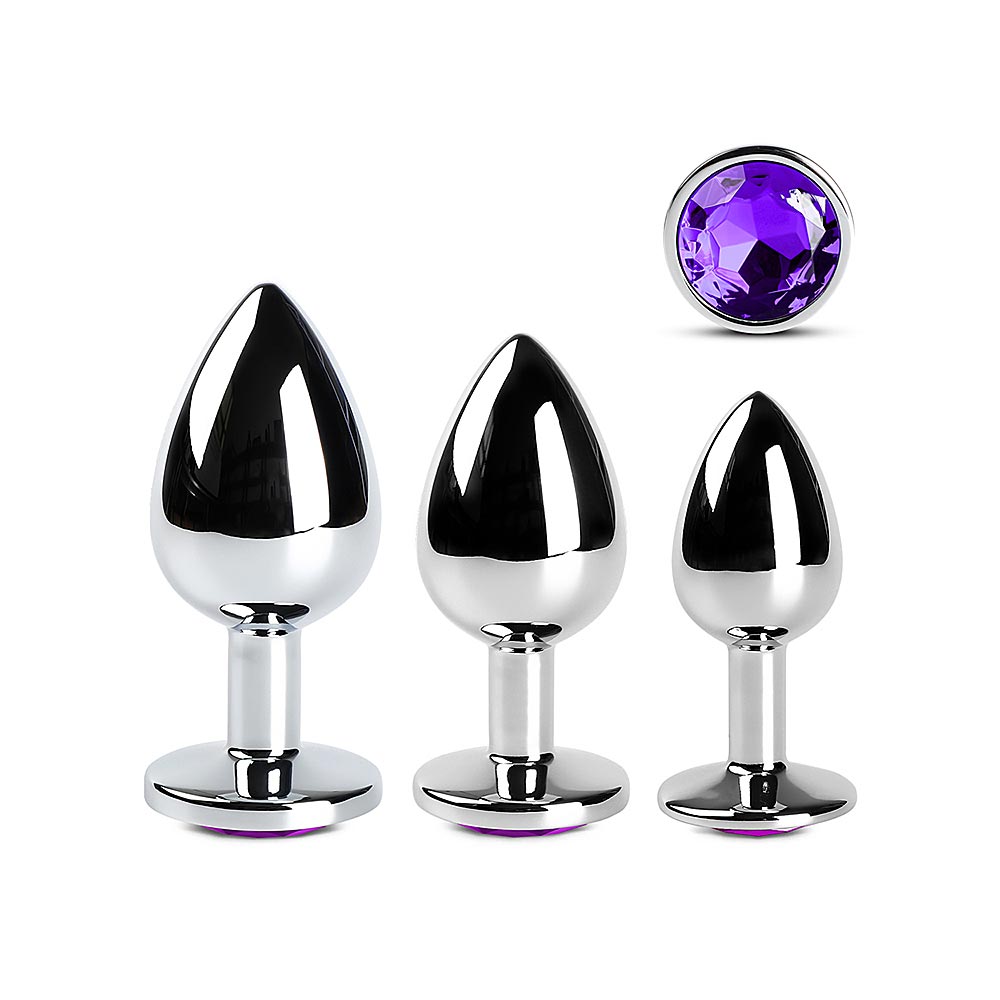 Purple Metal Butt Plug Set
