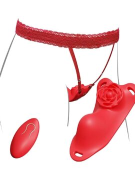 10-Speed Red Rose Shape Remote Control Silicone Wearable Panty Vibrator