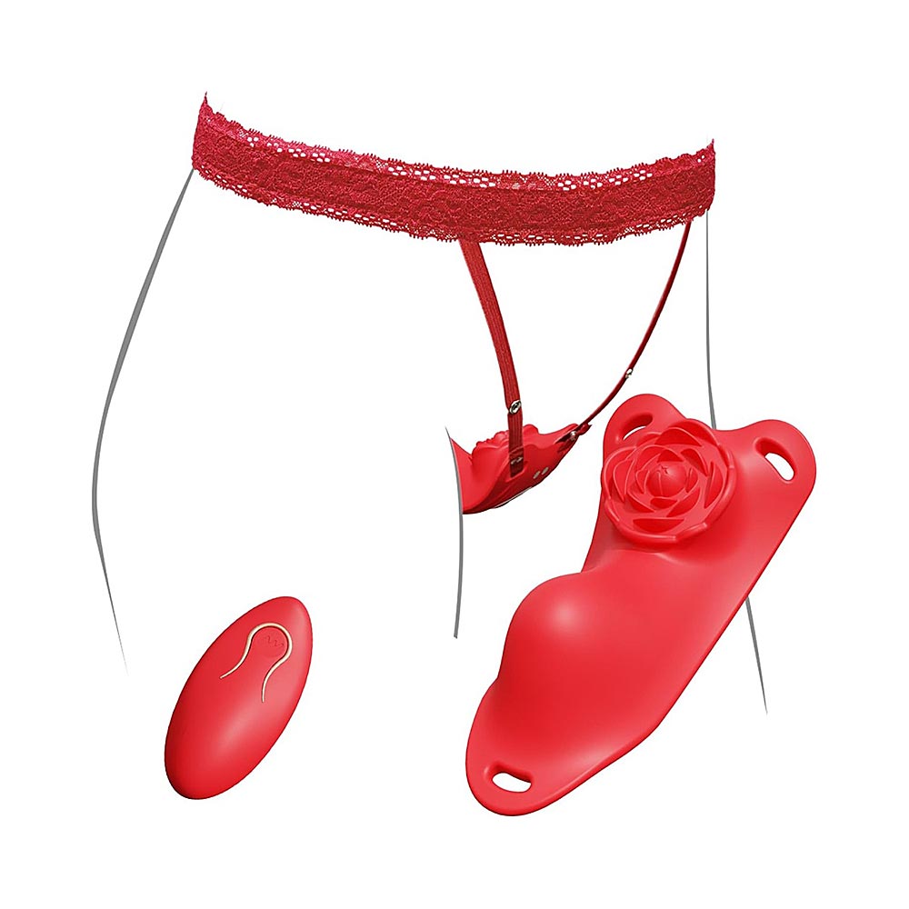 10-Speed Red Rose Waterproof Remote Control Silicone Panty Vibrator
