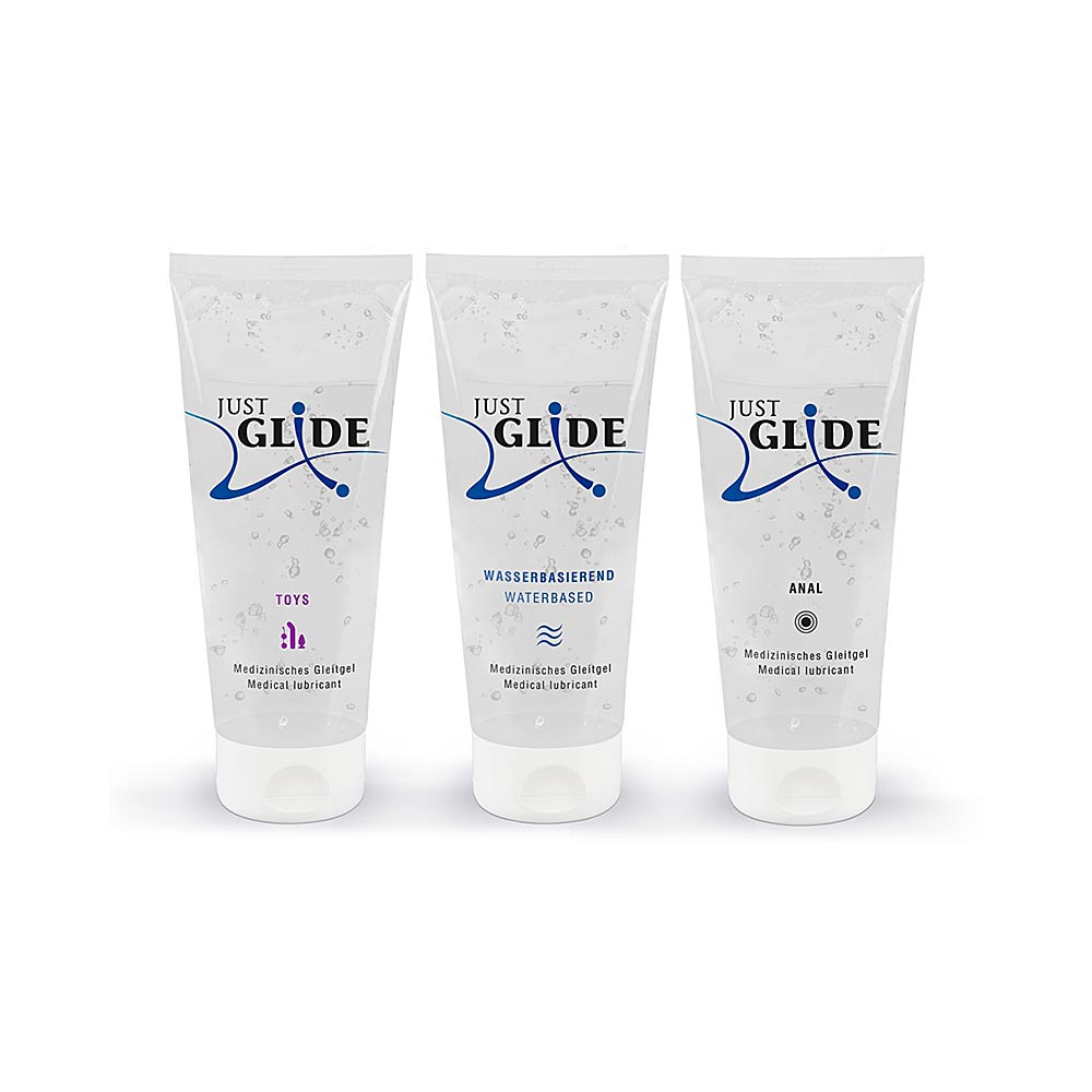 Just Glide Lubricants (Waterbased, Toys and Anal) in a Set 3 x 200 ml