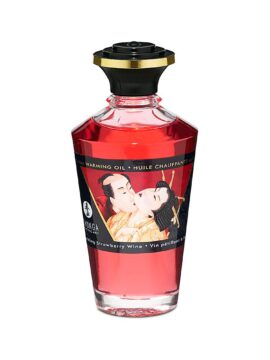 Shunga Aphrodisiac Warming Oil with a Delicious Strawberry Aroma & Tingling Warming Effect 100 ml