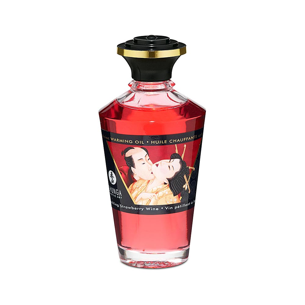 Shunga Aphrodisiac Warming Oil with a Delicious Strawberry Aroma & Tingling Warming Effect 100 ml