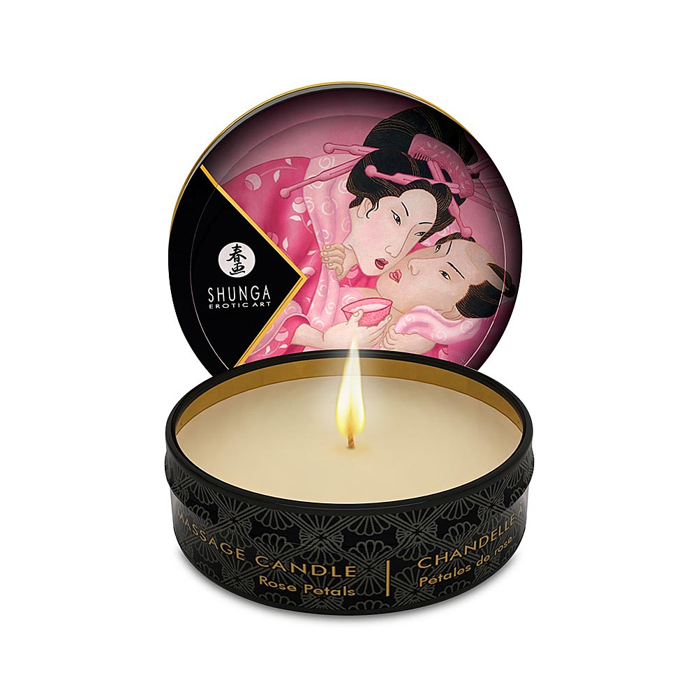 Shunga Mini Massage Candle that Melts into Warm Massage Oil with a Gentle Subtle Rose Scent 30 ml