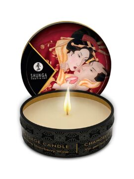 Shunga Mini Massage Candle & Oil with a Strawberry/Champagne Scent 30 ml