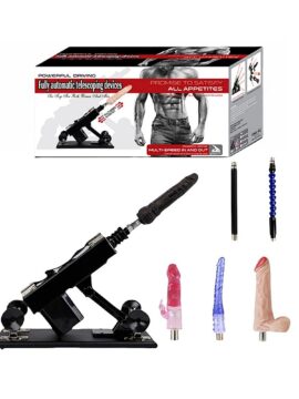 Black Adjustable Thrusting Sex Machine with 6 Attachments Plug-In Power and 85° Angle Adjustment
