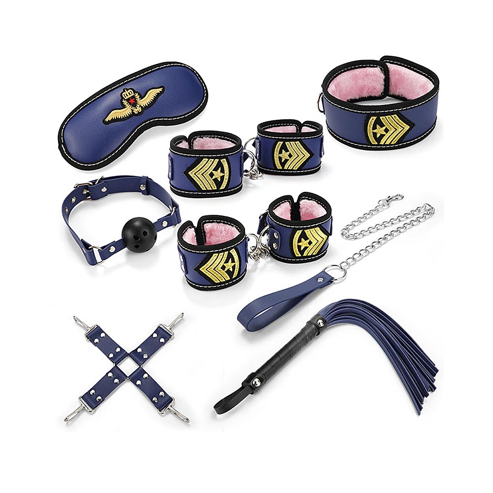 8-Piece Set Blue & Pink Bondage Restraint Kit