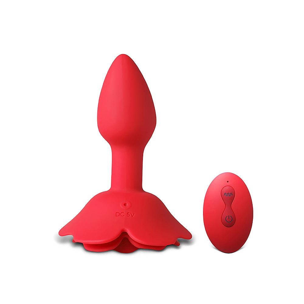 10 Speeds Red Vibrating & Rotating Anal Plug
