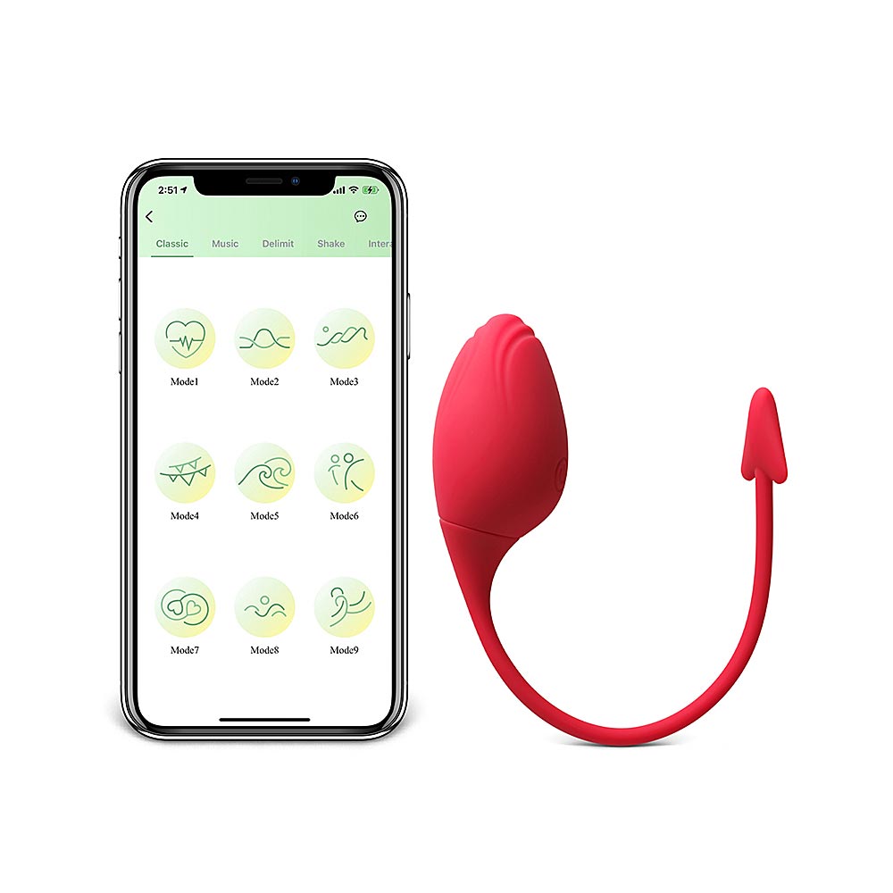 Red 9-Speed App-Controlled Vibrating Massager
