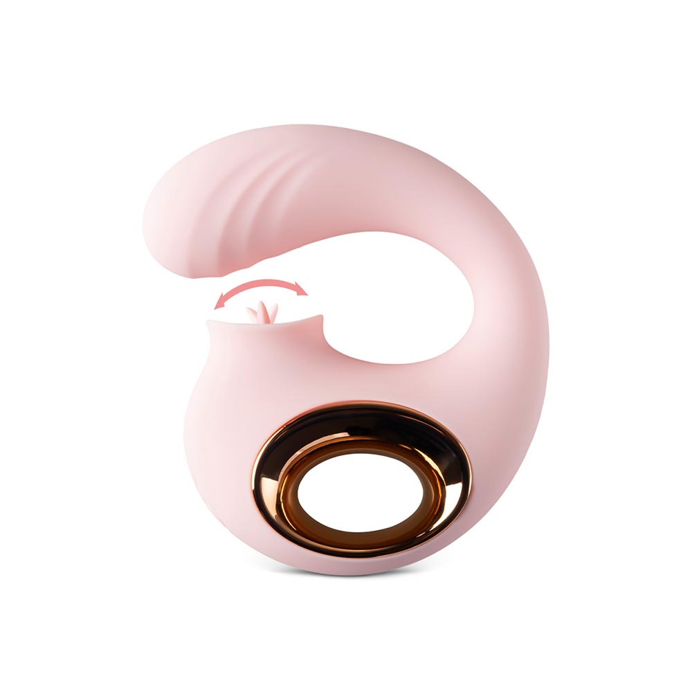 12-Speed Pink Massager with Vibrating and Tongue-Licking Functions