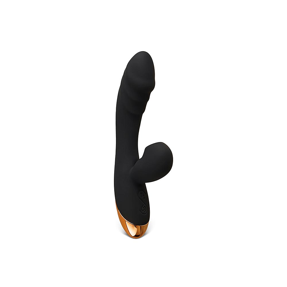 7.68” Black 12-Speed  Vibrating & Tongue-Licking Silicone Vibrator