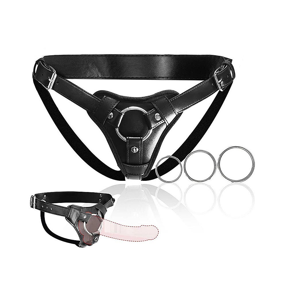 Adjustable Strap-On Harness with 2-Size Metal O-Rings