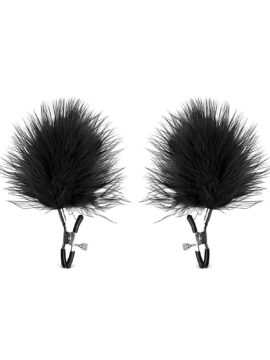 Nipple Clamps with Black Feathers
