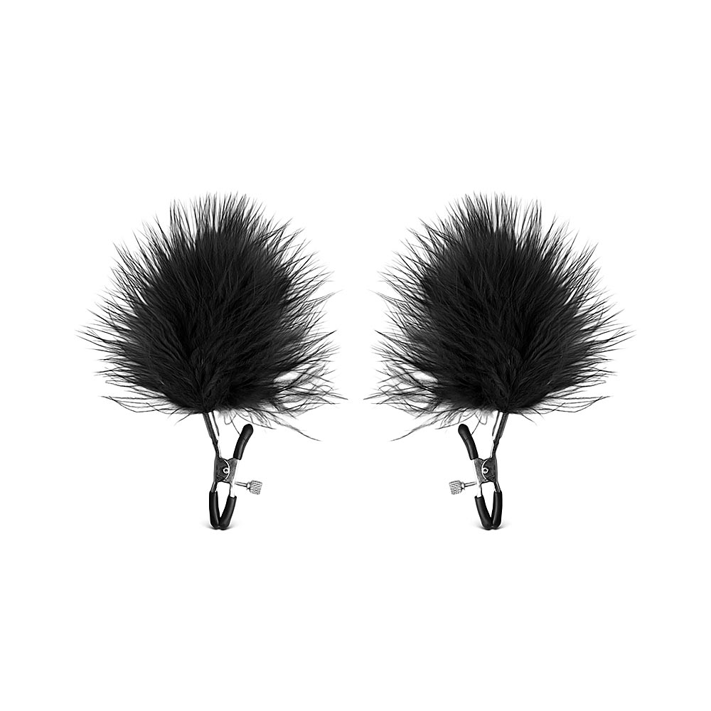 Nipple Clamps with Black Feathers